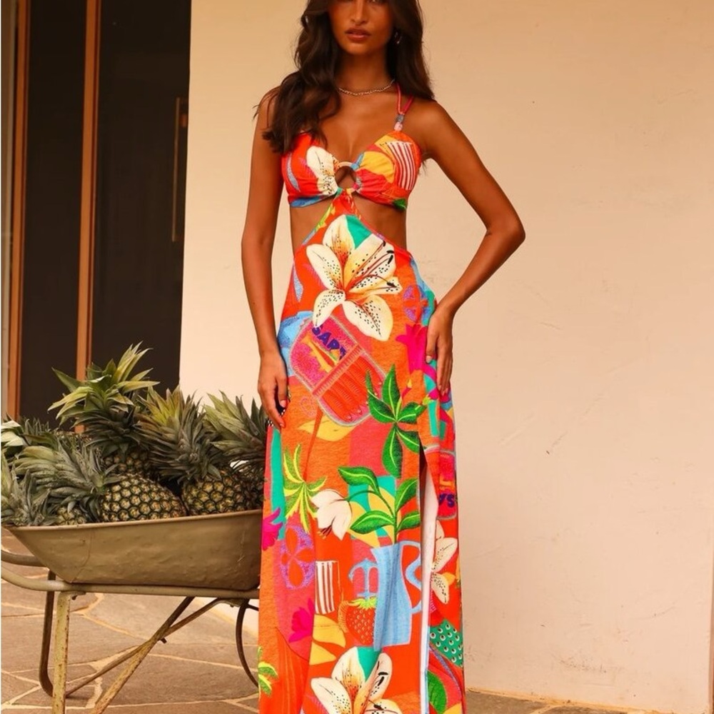 Kulani Kinis Beaded Cutout Maxi Dress - S